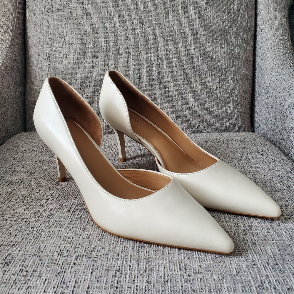 .. NWB Quince Italian Leather 75mm d'Orsay Pump, Bone (8)